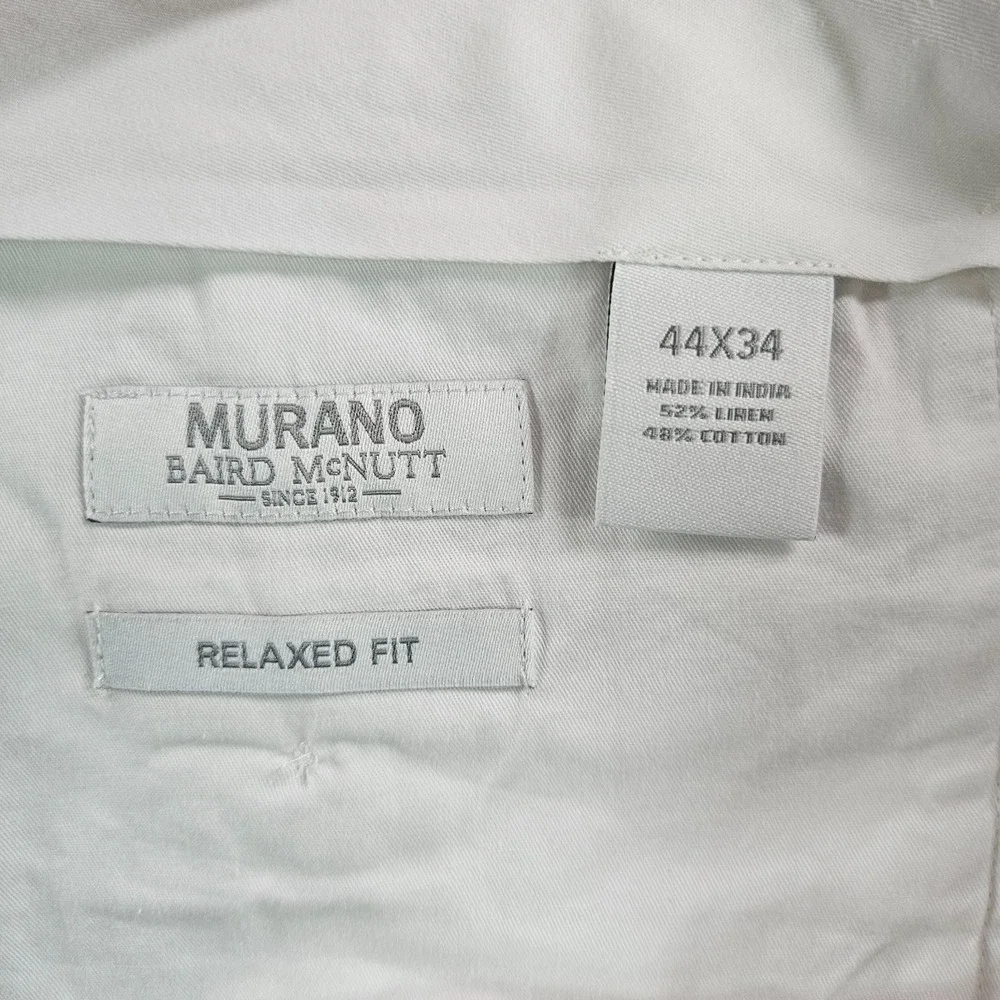 $115 NEW Baird Mcnutt Murano Linen Pants Men‎ 44 x 34 Relaxed Fit White